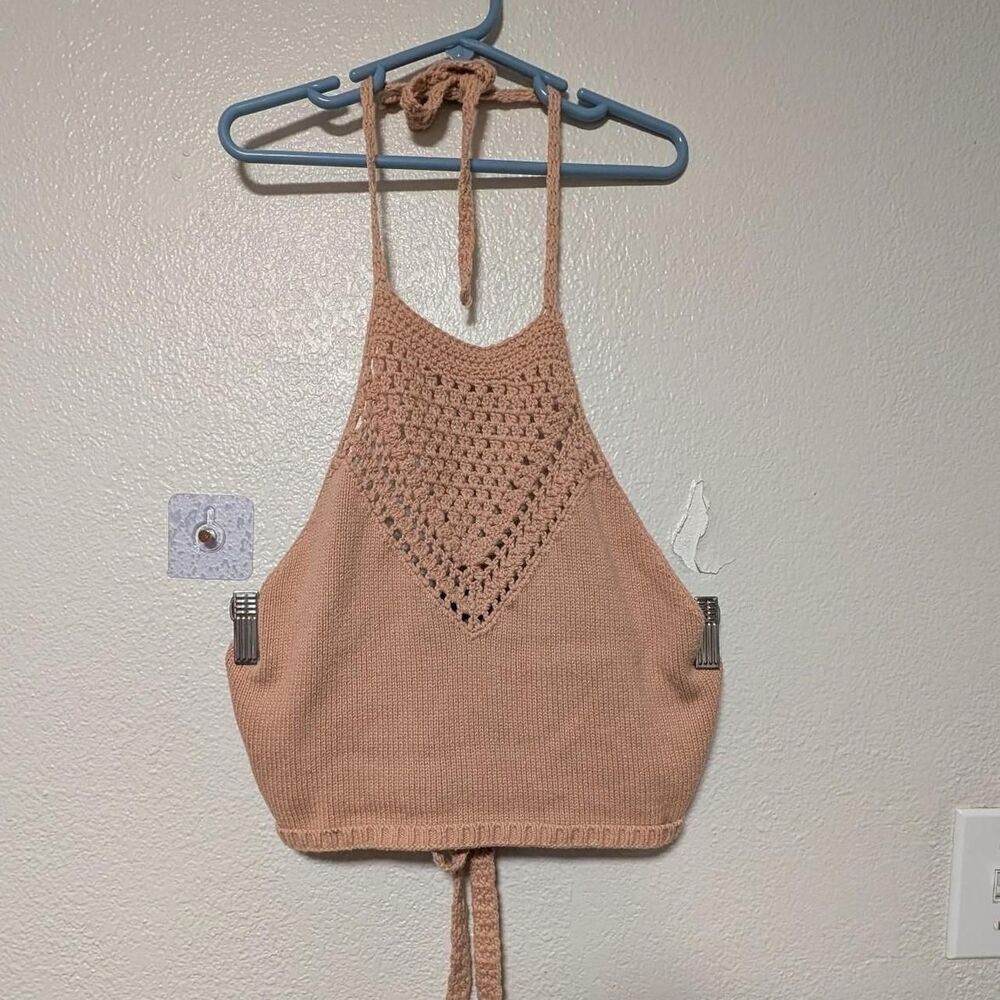 Kendall-kylie Women's Tan and Pink Crop-top